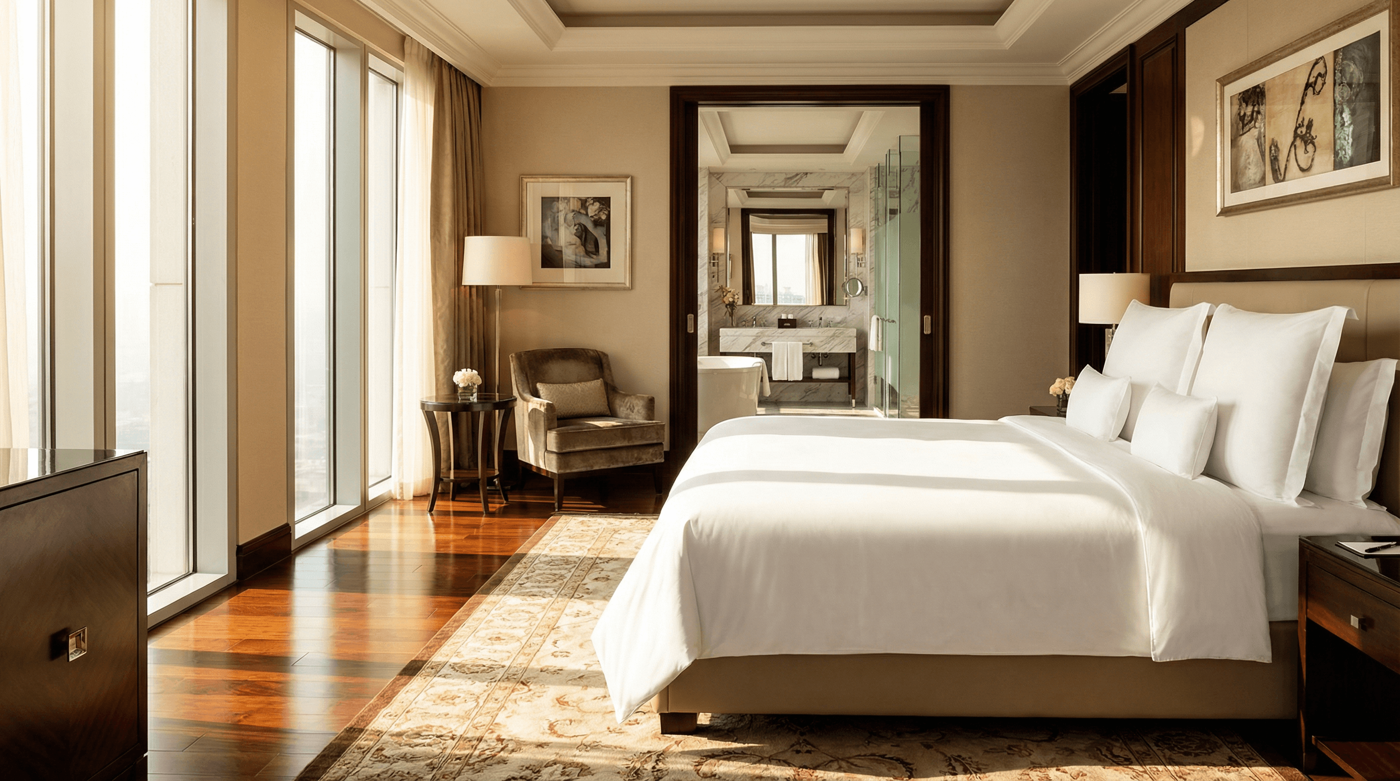 清潔感あふれるホテルの客室